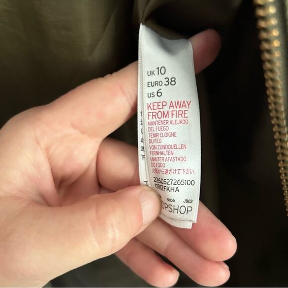 Topshop Zip Up Hooded Utility Jacket Green Size 6 - Picture 8 of 9